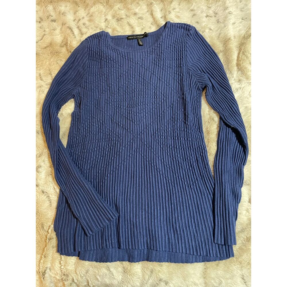 White House Black Market blue long sleeve textured sweater size medium